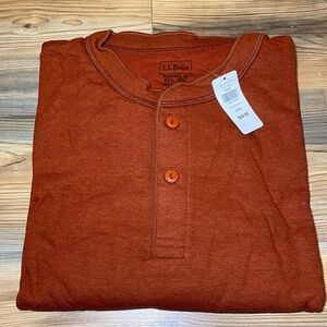 Vtg NWT Deadstock LL Bean River Driver Henley Rust Orange Size 3XL